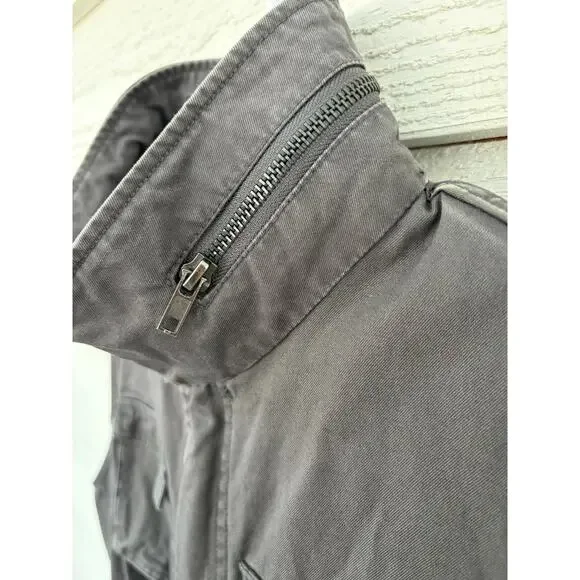 Pleione Utility Cargo Vest Jacket Gray Drawstring Waist Pockets Size S - Picture 6 of 9